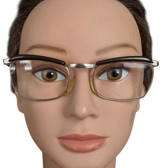 Vintage 1970s Marwitz Optima Eyeglasses Gold Tone Brown Acetate Made in Germany - Picture 1 of 13